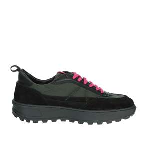 D.A.T.E. Donna Sneakers W411-K2-MN-BK Nero Chaussures Chunky Noires avec Lacets Roses - Product Image 4