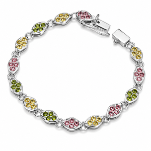 925 Sterling <b>Silver</b> Rhodium Plated Multi Tourmaline <b>Bracelet</b> Handmade Colorful Gemstone Jewelry - Product Image 2