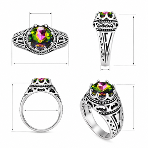 Anello Traforato a Corona Colorato per Donne, Anello da Dito Vintage alla Moda - Product Image 4