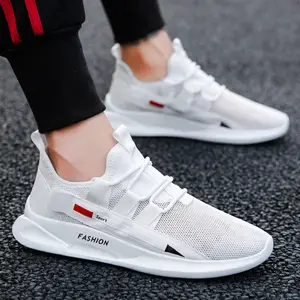 white version Breathable Men Mesh force Running shoes with soft soles No-slip Men Sneakers basketball style casual shoes