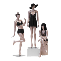 Stand Display Model Pakaian Wanita Setengah Badan dan Badan Penuh untuk Toko Pakaian, Bahan Fiberglass dengan Alas Logam