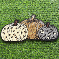 Sewill Patchs en chenille personnalisés auto-adhésifs et thermocollants, motifs Citrouille, Fantôme, BOO, à paillettes et sequins, pour Halloween, pour vêtements et T-shirts
