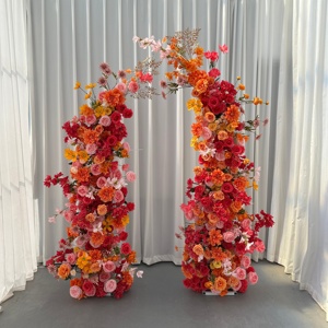 M-HOA022 Wholesale artificial horn flower <b>arch</b> silk <b>rose</b> flower <b>arch</b> with horns wedding flower <b>arch</b> horn backdrop <b>for</b> part decor - Product Image 1