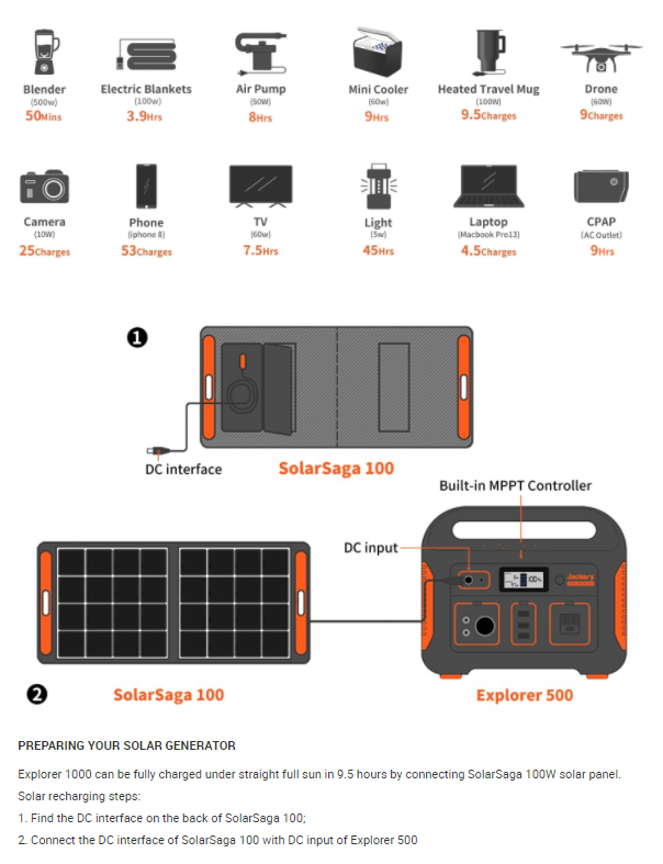 Solar energy generator station system 12v dc power banks 500w lithium battery explorer 500 watt portable power station