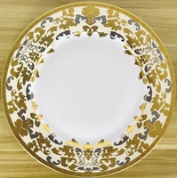 Service de table en porcelaine fine transparente de luxe, nouvelle collection, avec motifs en relief dorés, écologique, pour mariages
