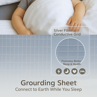 Drap-housse de mise à la terre gris en coton biologique premium avec 5 % de fibres d'argent conductrices, pour un meilleur sommeil et un soutien à la récupération