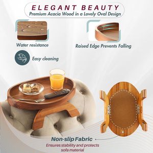 Plateau pliable personnalisé en bois avec accoudoirs, en noyer noir, à un seul niveau, pour la cuisine, le rangement alimentaire et l'utilisation sur table - Product Image 3