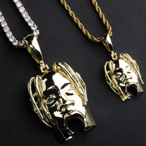 Cross-border Bestseller Travis Scott Avatar Pendant Gold-Plated Copper Hip-Hop Necklace Jewelry Factory Wholesale - Product Image 2