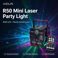 Mini projecteur laser USB R50, lumière disco LED RGB, laser rouge et vert, activé par le son, télécommande, lumière de scène pour fête à domicile, bar