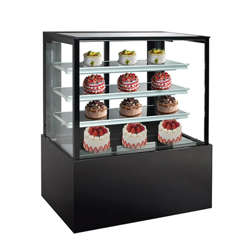 Cake Showcase Bread Glass Display Cabinet Bakery Shop Refrigeration Equipment With Marble Base