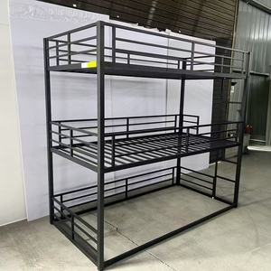 <span class=keywords><strong>Lit</strong></span> superposé double XL triple avec garde-corps Cadre en acier robuste pour dortoirs adolescents <span class=keywords><strong>Lit</strong></span> superposé <span class=keywords><strong>empilable</strong></span> en métal à 3 niveaux pour chambres partagées - Product Image 2