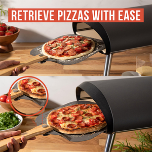 Pelle à pizza en aluminium avec manche en bois pliable, planche à pain avec poignée, spatule à pizza, planche à découper la pizza - Product Image 5