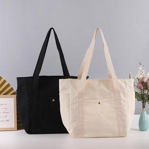 Tas Tote Kanvas Berkapasitas Besar dengan Ritsleting, Tas Selempang Portabel, LOGO Dapat Dicetak, Tas Kanvas untuk Belanja dan Aktivitas Luar Ruangan - Product Image 1