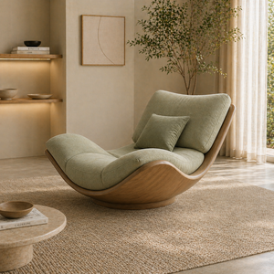 Sillón Moderno Tapizado con Madera Sólida, Cómodo Sillón de Lectura para <span class=keywords><strong>Hotel</strong></span>, Dormitorio, Sala de Estar, Oficina - Product Image 5