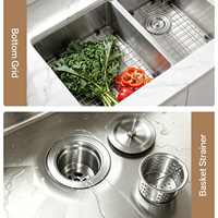Évier de cuisine double à encastrer en acier inoxydable SUS304 26x18x8 pouces, certifié CUPC, avec grille inférieure et drain