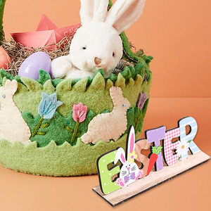 Cross-border American style home decor, new cross-border wooden dwarf rabbit decorative ornament, creative Easter desktop - Product Image 4