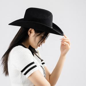 Nuevo sombrero de lana de lujo Mujeres bandas occidentales unisex compra a granel al por mayor hebilla de cinturón sombreros Fedora de vaquero mexicano - Product Image 4