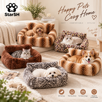 Canapé-lit pour chien en fausse fourrure de luxe, amovible, lavable, en peluche douce, lit confortable pour chat et chiot, personnalisable OEM