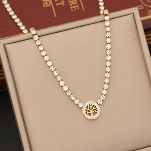 Nuevo Juego de Joyería de Acero Inoxidable con Baño de Oro de 18k, Diseño de Árbol de la Vida, 3 Piezas, Collar y Aretes para Mujer, Venta al por Mayor 2024N - Product Image 3