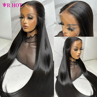 Peluca de Cabello Humano Vietnamita Virgen con Densidad del 180%, Peluca Frontal Completa con Encaje HD Natural, Peluca de Encaje Frontal para Mujeres Negras