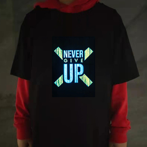 Хит продаж, Рождественская хлопковая футболка, активированная звуком, светодиодная светящаяся ПВХ мягкая выпускная батарея, оптовая продажа - Product Image 6