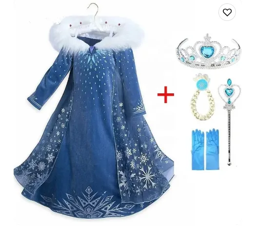 Gaun putri Elsa anak perempuan bayi cantik 3-8 tahun untuk pakaian anak perempuan kostum Cosplay Elza gaun pesta Natal Halloween