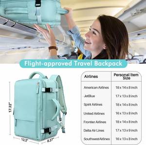Sac à dos de voyage unisexe léger en polyester avec fermeture éclair, approuvé pour les cabines d'avion - Product Image 2