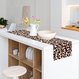 웨스턴 레오파드 무늬 중국 테이블 러너 치타 장식 다이닝 드레서 스카프 삼베 동물 테이블 스카프 홈 주방 - Product Image 4