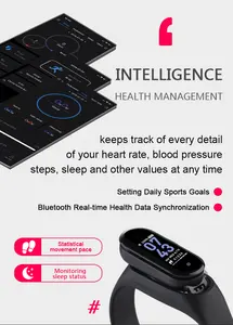 Hot Selling Mi Band 5 Lichaamstemperatuur Monitor Waterdicht Ip67 M4 Smart Armband Voor Ios Android Smartphones