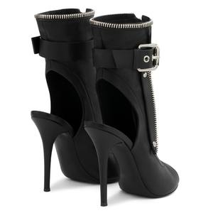 Botines negros con punta abierta para <span class=keywords><strong>mujer</strong></span>, botines <span class=keywords><strong>de</strong></span> tacón alto con cremallera frontal, botines con correa y hebilla, tacones <span class=keywords><strong>de</strong></span> verano para <span class=keywords><strong>mujer</strong></span>, zapatos <span class=keywords><strong>de</strong></span> vestir sexis 2018 - Product Image 3