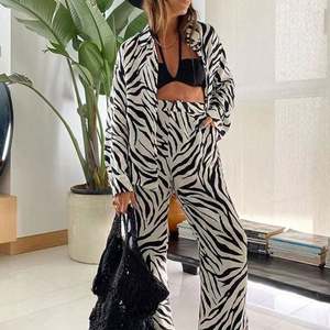 S-5XL femmes ample longue chemise + pantalons longs 2 pièces ensemble imprimé à manches longues bouton col en v revers col hauts vacances costumes décontractés - Product Image 6