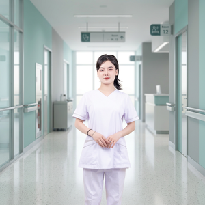 Ensemble de blouses médicales pour femmes - Design col cœur, tissu tissé avec élasthanne, logo personnalisé disponible - Product Image 2