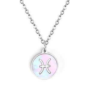 แฟชั่นสร้อยคอจี้สแตนเลสสีทองรอบเปลือกหอยสีขาวกลุ่มดาวจักรราศีเสน่ห์โซ่กระดูกไหปลาร้าสำหรับผู้หญิงของขวัญ - Product Image 5