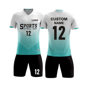 カスタムVネックサッカージャージーセット夏サッカーユニフォームトラックスーツ付きパーソナライズサッカーギア - Product Image 1