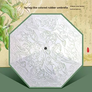 Nouveau style pastoral, <span class=keywords><strong>parapluie</strong></span> double couche en colle <span class=keywords><strong>de</strong></span> couleur <span class=keywords><strong>haut</strong></span> <span class=keywords><strong>de</strong></span> <span class=keywords><strong>gamme</strong></span>, léger et luxueux, imprimé <span class=keywords><strong>de</strong></span> roses, pour femmes, résiste aux rayons UV - Product Image 1