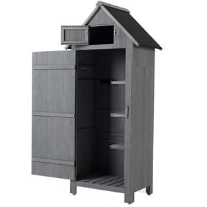 Armario de Almacenamiento Exterior Db, 30.3 L x 21.3 W x 70.5 H, Caseta de Madera para Herramientas, para Jardín, Patio, Gris, Fácil de Montar - Product Image 5