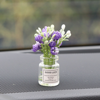 Mini vase en verre, ornement de voiture, conteneur de fleurs artificielles, décoration intérieure de la console centrale de la voiture, accessoire cadeau