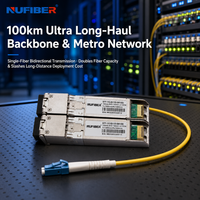 Module transceiver optique WDM 10G SFP+ BiDi 100 km de portée, duplex LC 1490 nm/1550 nm, DDM DOM, hot-pluggable, commercial et industriel