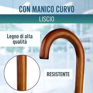 Bastone da passeggio in legno marrone 90 cm, elegante e resistente, supporto per anziani - Product Image 4