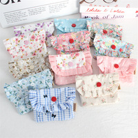 Dompet Koin Berpenutup Handuk Bermotif Bunga Kecil Lucu dengan Ruffle-Trim untuk Anak Perempuan, Tempat Earphone Portabel, Organizer Lipstik Kapasitas Besar 45
