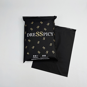 Bolsas de plástico con cierre hermético personalizadas con el logotipo de una marca de lujo para ropa de moda, para hombres y mujeres, en color negro. - Product Image 4