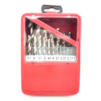 Juego de Brocas Helicoidales HSS de 19 Piezas con Vástago Redondo Brillante DIN338, Caja Metálica de Fábrica OEM Personalizada, Buena Calidad, Garantía de 3 Años