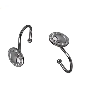 High quality anti-rust white double sliding shower curtain hook and ring modern decorative design curtain hook