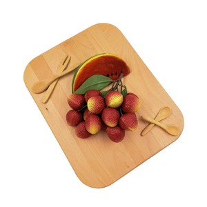 Planche à découper en bois d'hévéa, 35.5x28x1.3cm, planche à découper carrée portable pour fruits, pour le camping et les voyages - Product Image 1