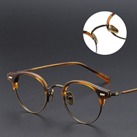 Monture de lunettes vintage rétro en acétate et titane, lunettes de vue sur mesure, montures demi-cercle