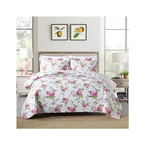Professional Manufacture 3-piece Microfiber Coverlet Printed Bedding Quilt Stitching Bedspread set