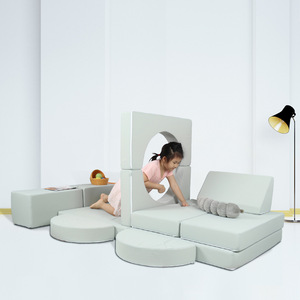 Coussin de canapé en mousse éducatif pour enfants, design minimaliste vert clair et gris clair, pour les enfants de 3 ans et plus - Product Image 2