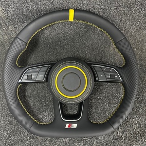 <span class=keywords><strong>Volant</strong></span> en cuir perforé personnalisé avec bande jaune <span class=keywords><strong>S</strong></span> <span class=keywords><strong>Line</strong></span> pour <span class=keywords><strong>Audi</strong></span>, modèles anciens et nouveaux A8 A1 RS5 A3 <span class=keywords><strong>TT</strong></span> A7 Q7 Q5 RS4 - Product Image 1