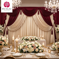 HuaLai Rideau de fond 10x10 pieds en soie de lait bordeaux, draperies plissées sans plis en tissu extensible pour la décoration de la table principale, personnalisable