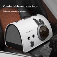 Bolsa de Transporte para Mascotas con Diseño de Conejo Blanco, Bolsa de Viaje Rígida y Transpirable para Gatos con Asa Superior, Ventana de Burbuja de Gran Visibilidad para Gatitos